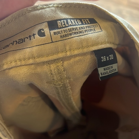 2 Pairs Carhartt Rugged Flex Relaxed Fit Canvas Work Pants Khaki Men Size 36x30 - Picture 9 of 13